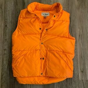 Vintage LLBean Orange 100% Down Puffer Vest Men’s Size Smalll